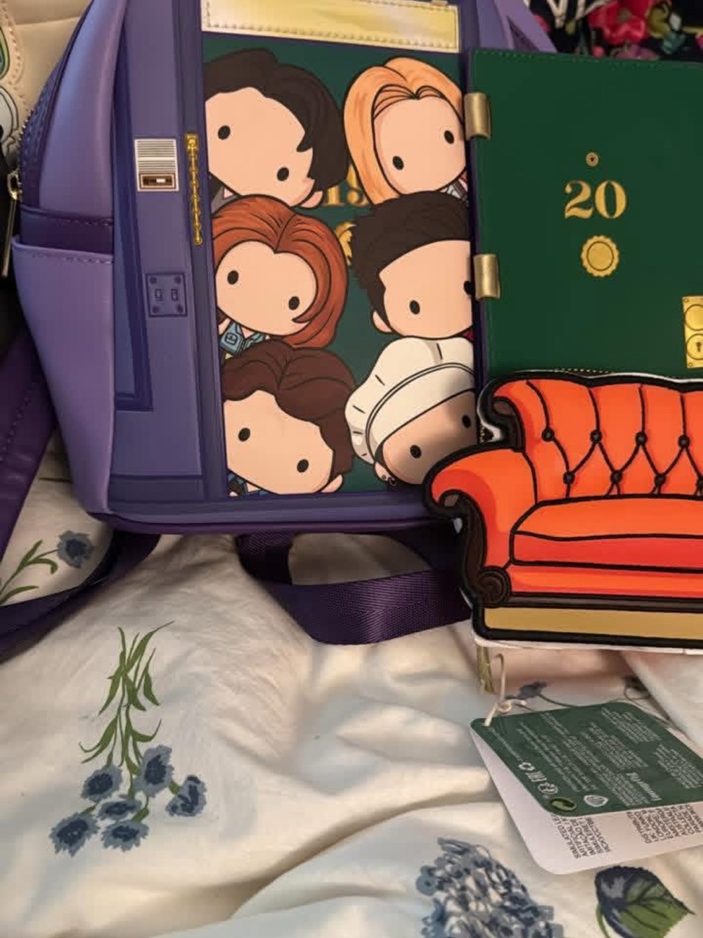 Purple Cartoon Panel Women's Backpack Bag